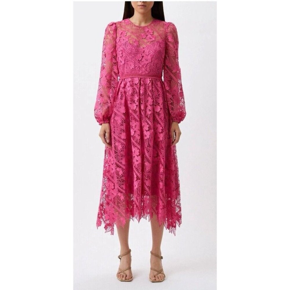 Anthropologie ML Monique Lhuillier Pink Lace Dress 6 Wedding Party NWT $598